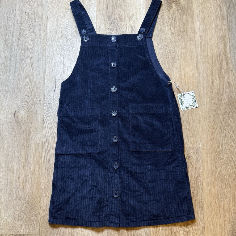 Chelsea & Violet Girls Navy Blue Corduroy Buckle Jumper Dress Size XL